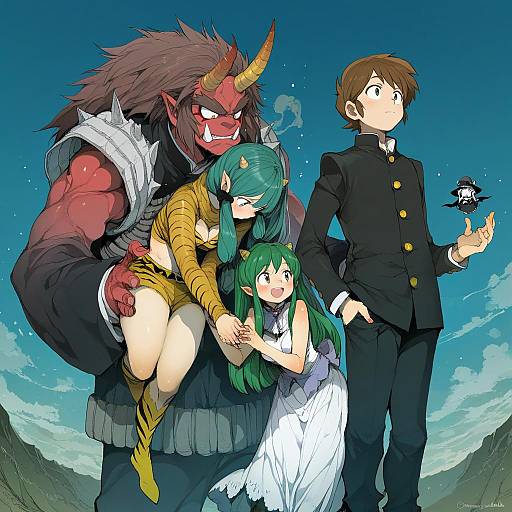 Illustration of Moroboshi ataru, urusei yatsura in the style of Demizu posuka