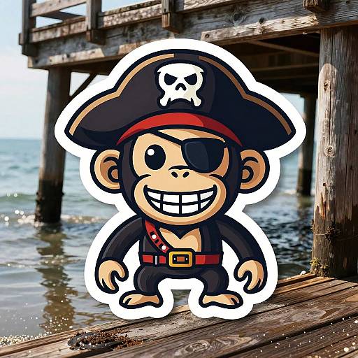 Grinning Pirate Monkey Mascot Logo