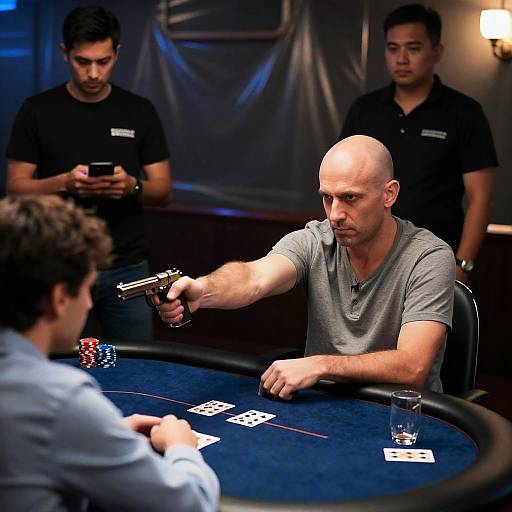 Intense Poker Game Under Dim Lights