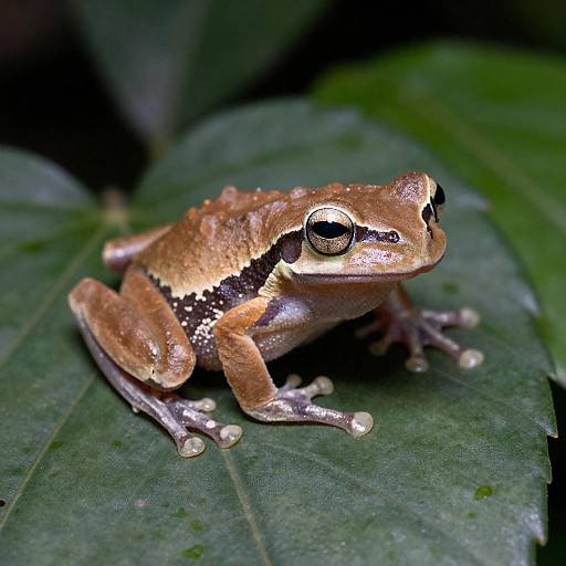 Close-up of Brown Tree Frog on Leaf