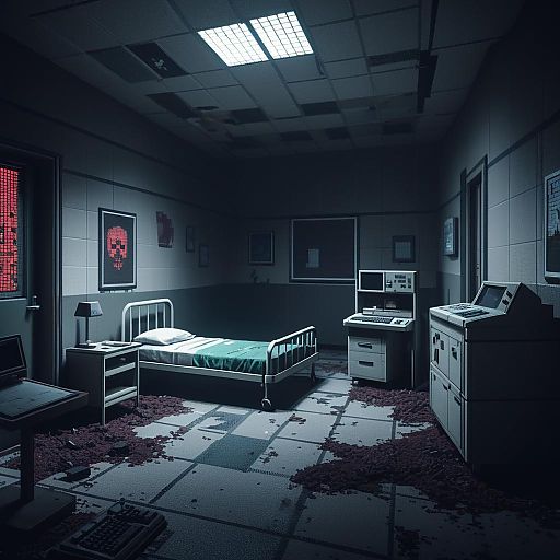 Haunting Pixel Art of Abandoned Hospital Haunting Pixel Art of Abandoned Hospital