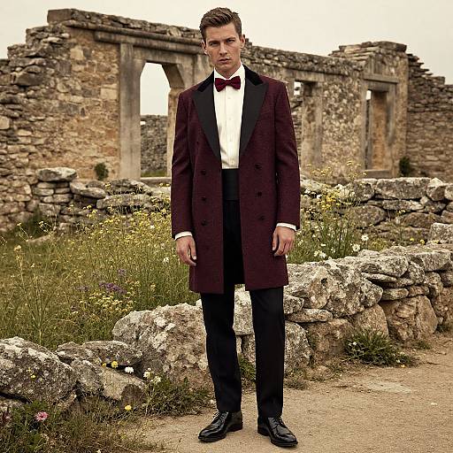 Man in Burgundy Brocade Coat