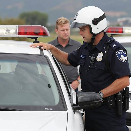 Police Officer Speaking to Driver During Traffic Stop