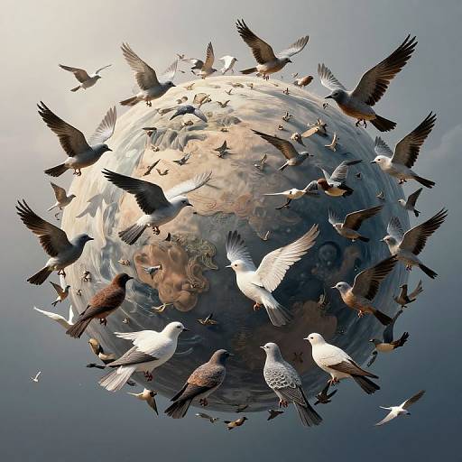 Surreal Bird Planet Landscape