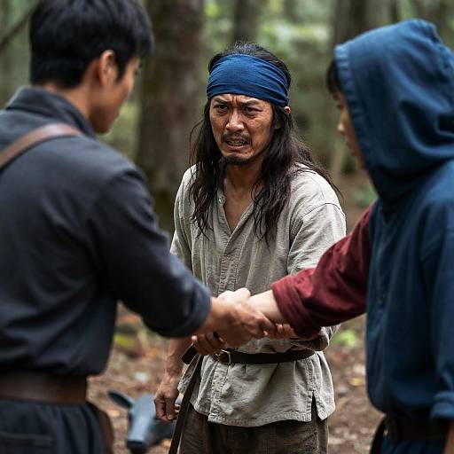 Tense Forest Encounter Among Friends