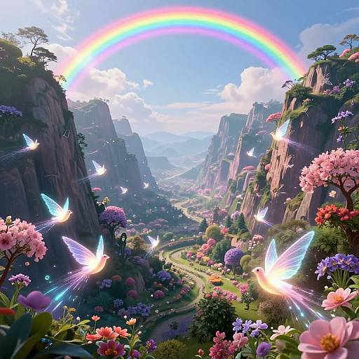 Surreal Magical Garden Between Peaks