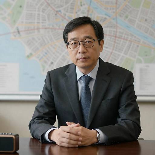 Middle-aged man in suit sitting at desk