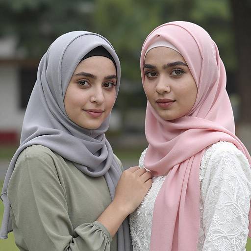 Portrait of Two Women in Hijabs
