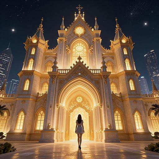 Magical Palace with Glowing Cityscape