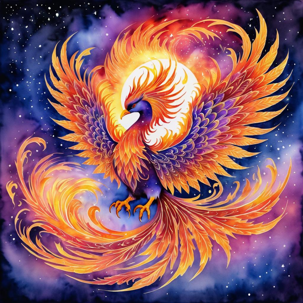 Radiant Fire Phoenix in Twilight Sky