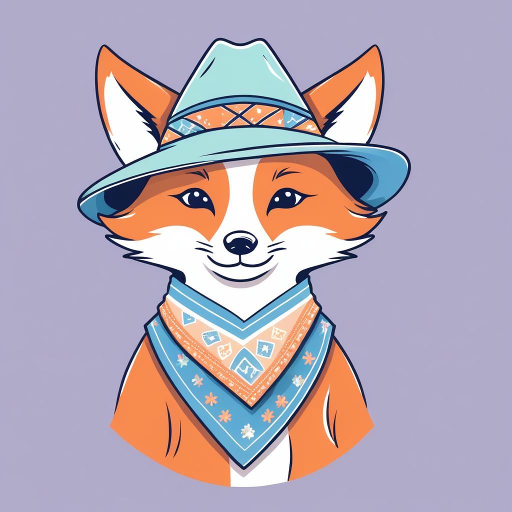 Charming Cartoon Fox in Cowboy Attire