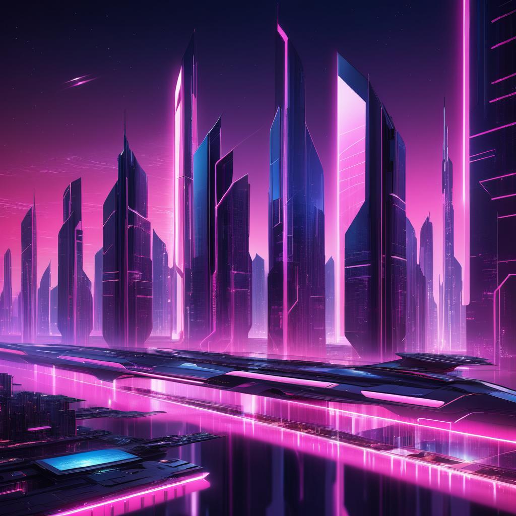 Futuristic City Concept Art at Night