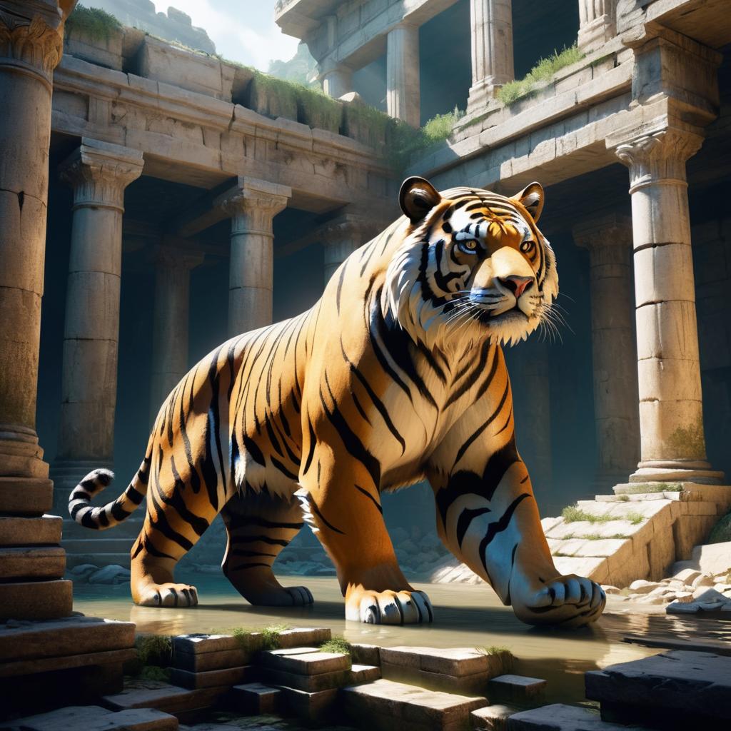 Bear-Tiger Hybrid in Ancient Ruins