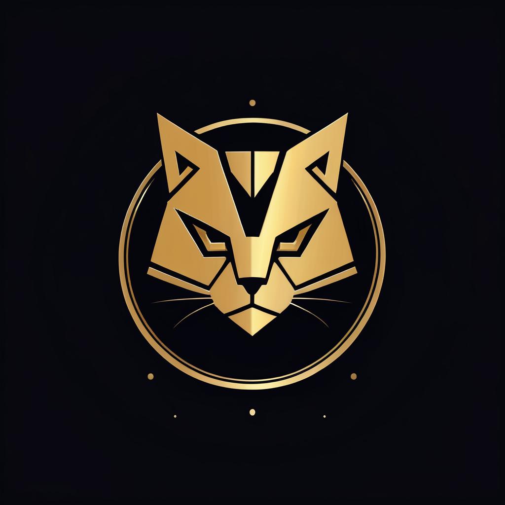 Elegant Gold Robot Cat Logo Design