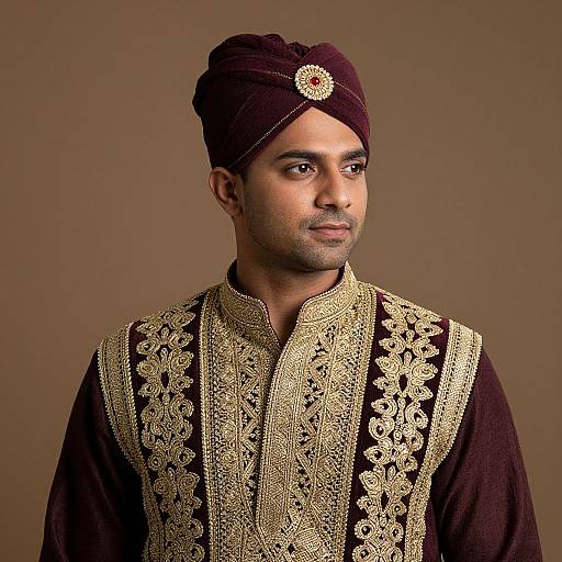 Close-up of Man in Indian Costume