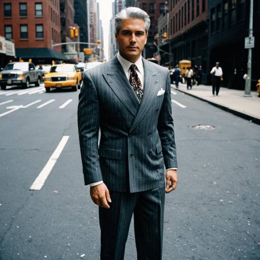 Man in Vintage Double-Breasted Suit on New York Street
