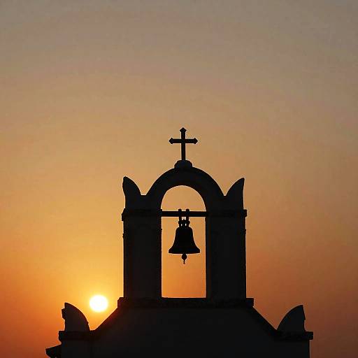 Church Bell Tower Silhouette at Sunset