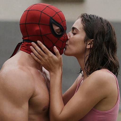 Intimate Close-Up of Two Passionate Figures