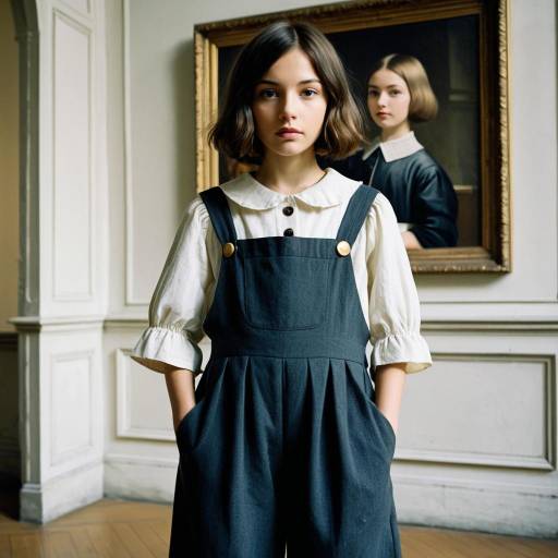 Young girl with French bob hairstyle in art gallery