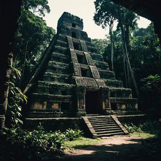 Mysterious Ancient Mayan Temple in Jungle