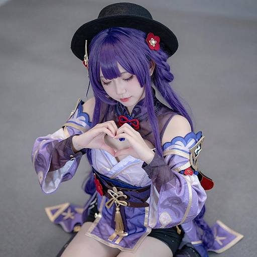 Vibrant Purple-Haired Cosplay Portrait