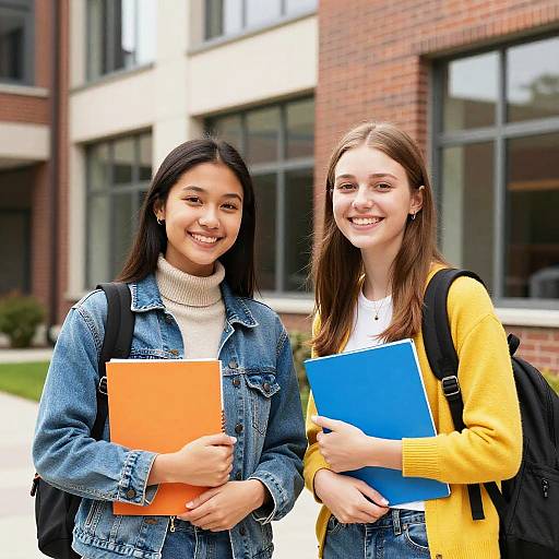 Two Students Smiling on Campus