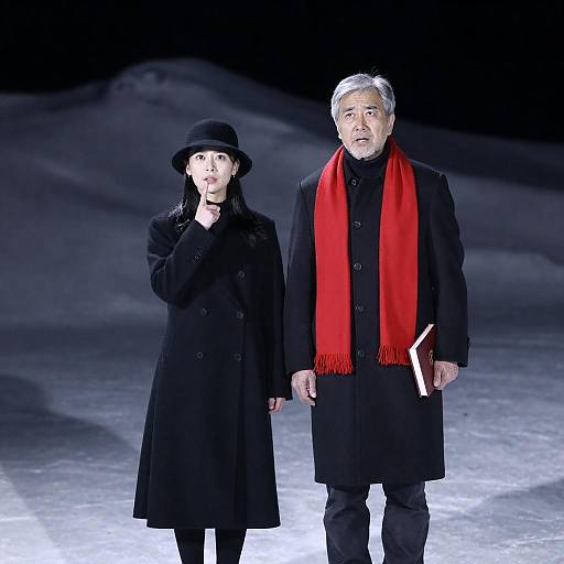 Two Characters in Snowy Mountain Setting