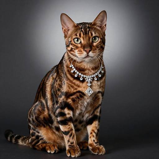 Elegant Bengal Cat Portrait with Diamonds