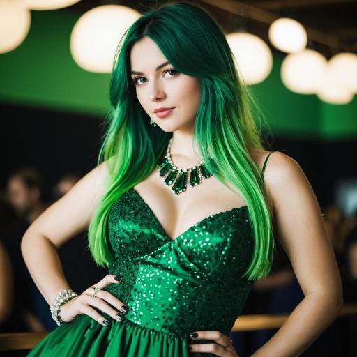 Elegant Girl in Stunning Green Attire