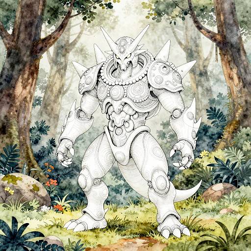 Mewtwo Watercolor Forest Coloring