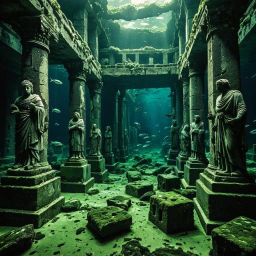 Ancient Underwater Ruins with Statues