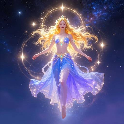 Ethereal Goddess in Celestial Sky