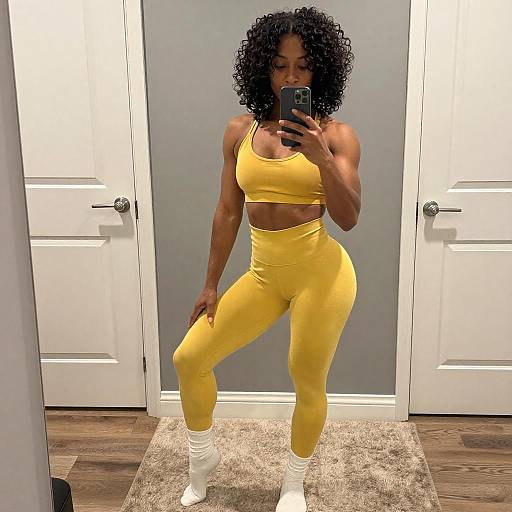 Muscular Black Woman Mirror Selfie