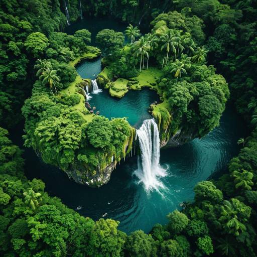 Aerial View of a Lush Floating Island