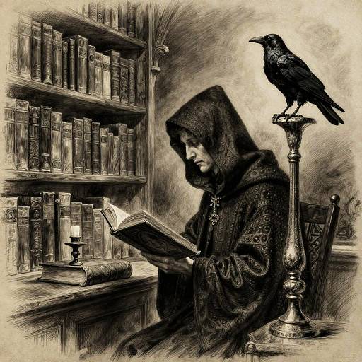 Gothic Scholar in Ancient Library