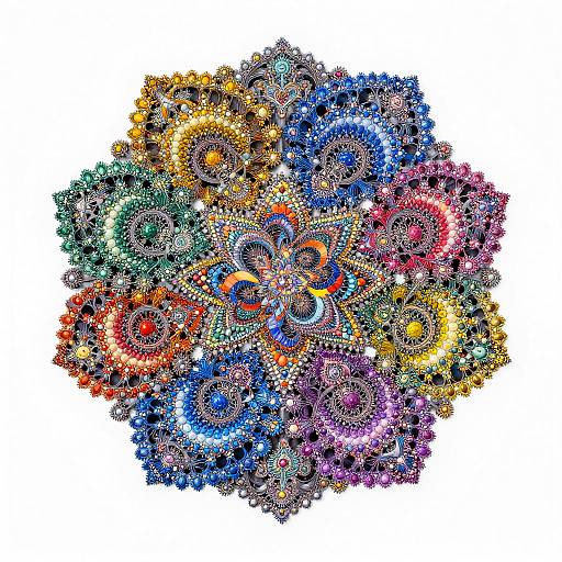 Humorous Pointillist Filigree Robot Close-Up