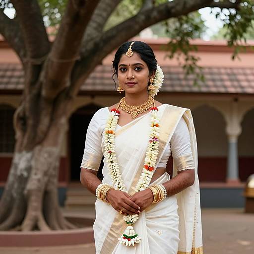 Traditional Telugu Bride in Courtyard