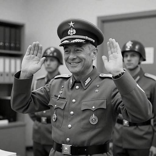 Smiling German Officer in Historic Setting