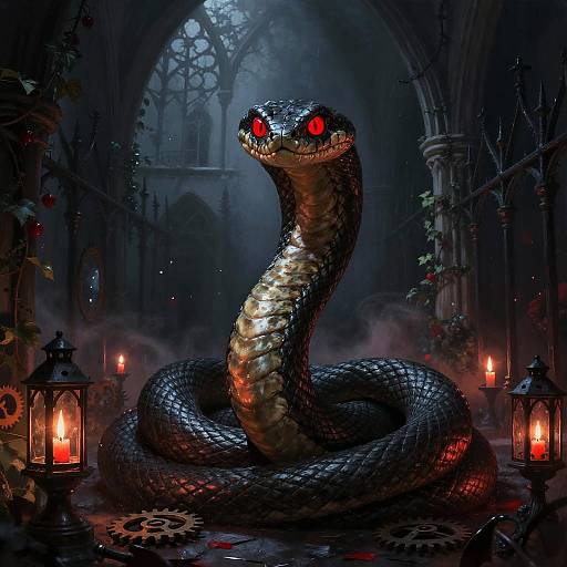 Mystical Serpent in Gothic Cloister