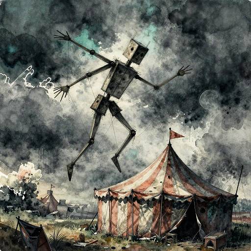 Ghostly Marionette in Dilapidated Carnival