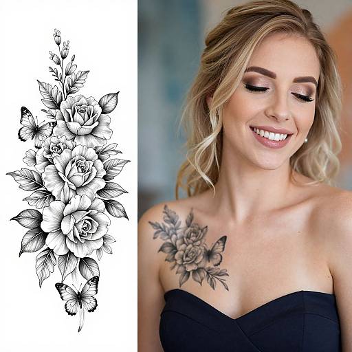 Floral Tattoo and Portrait Split