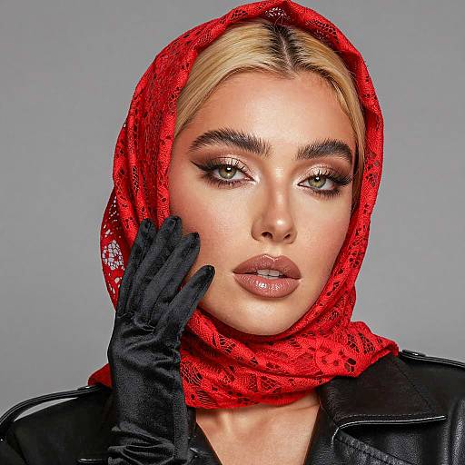 Elegant Woman in Red and Black Attire