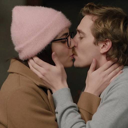 Intimate Passionate Kiss in Dim Light