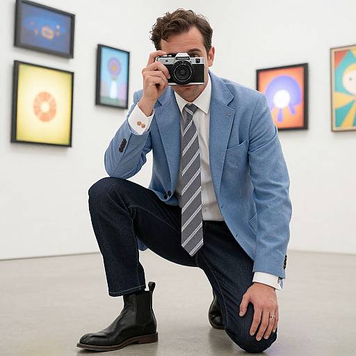 Stylish Man in Modern Gallery