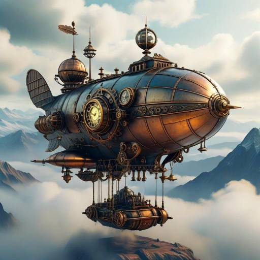 Intricate Steampunk Airship in the Sky