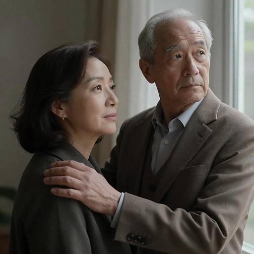 Somber Elderly Couple by Window