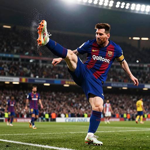 Messi Performing Bicycle Kick in Stadium