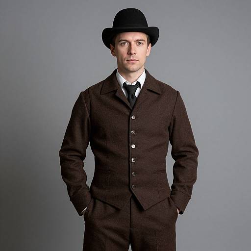 Man in Historical Brown Vest Costume