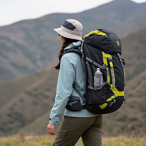 Woman Hiking into Mountain Landscape