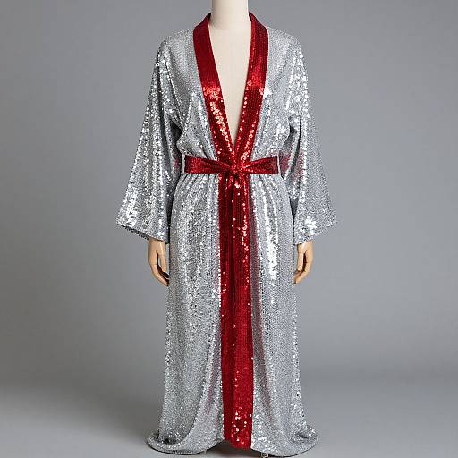 Woman in Silver Sequin Robe